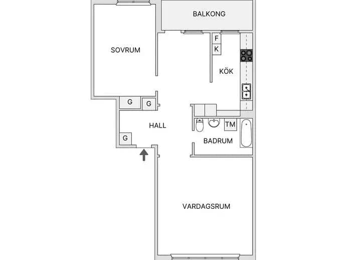 Floor plan for Karlsviksvägen 2A