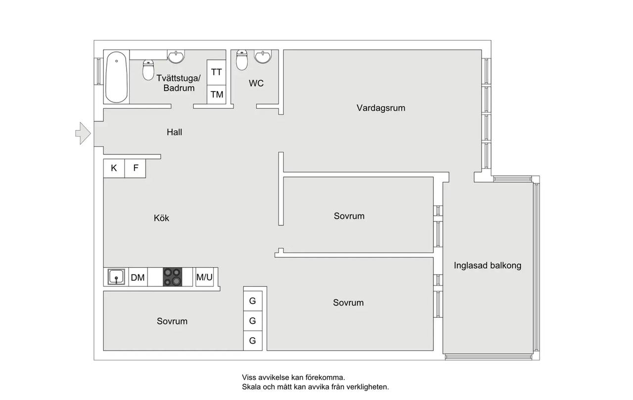 Floor plan for Eldsbergagränd 7, vån 1