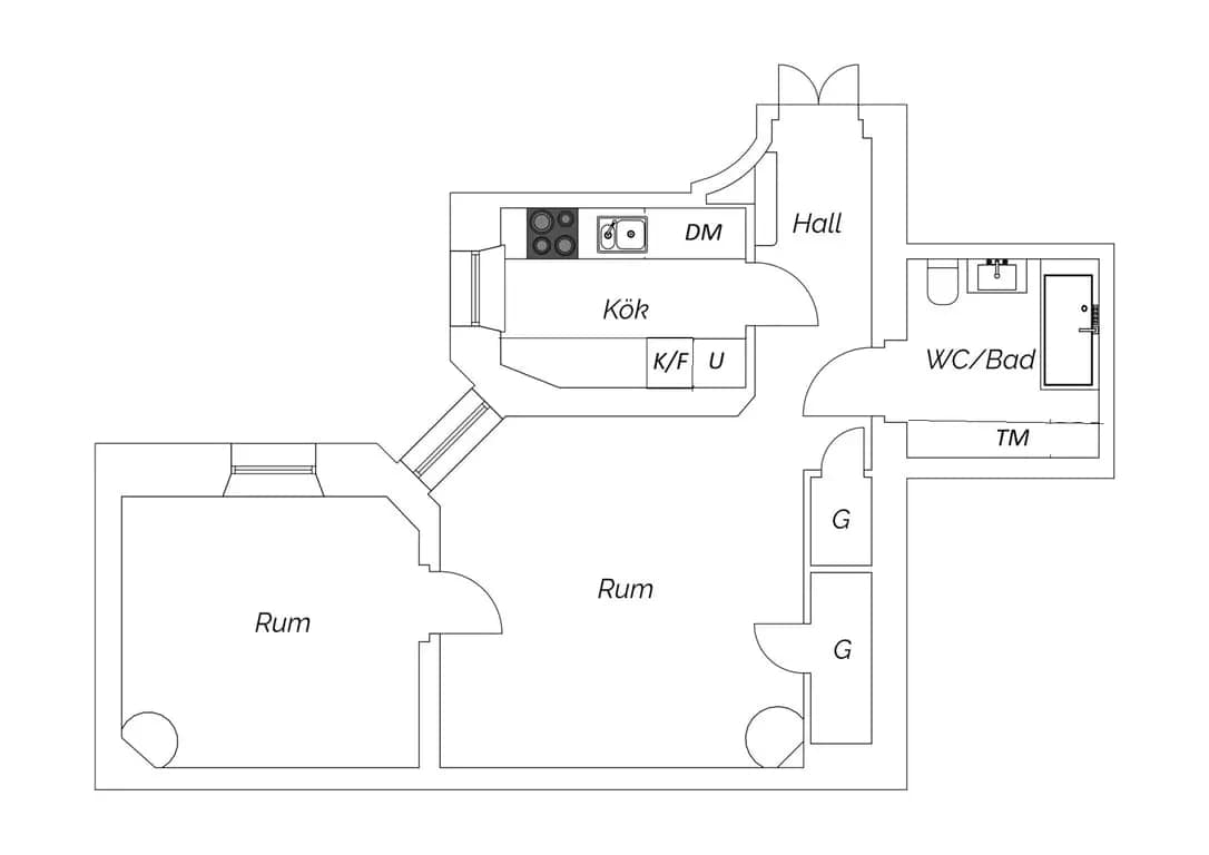 Floor plan for Scheelegatan 4A