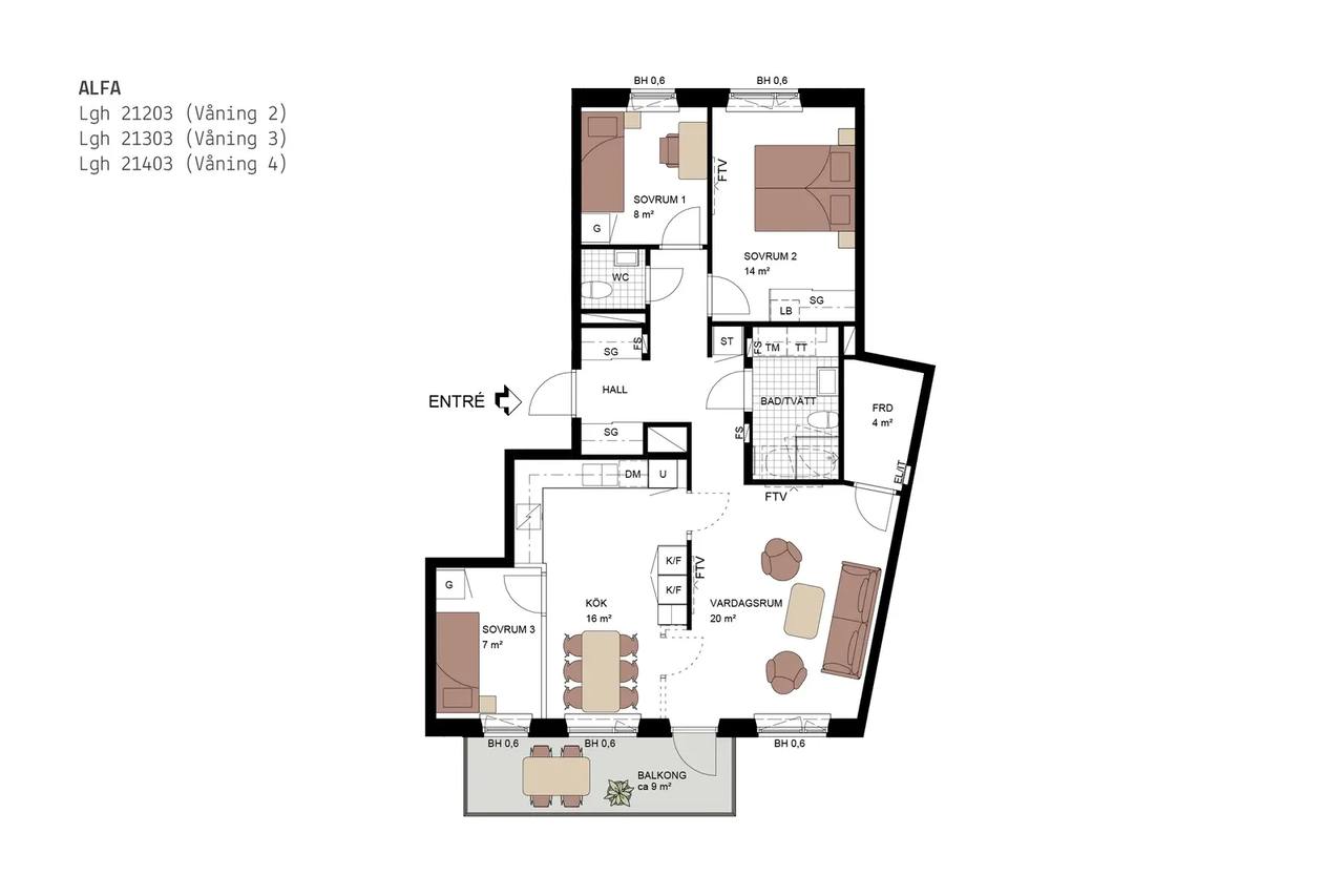 Floor plan for Sköndalsvägen 103