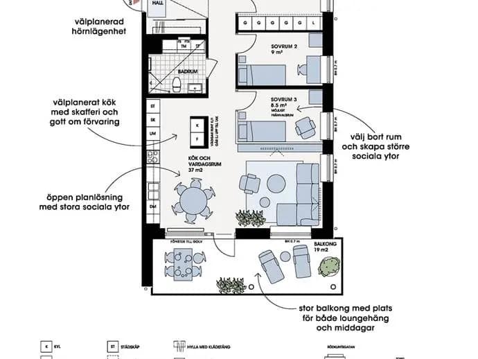 Floor plan for Rödklintsgatan 21B