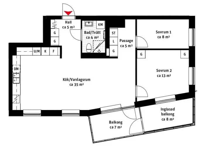 Floor plan for Triangelgatan 6