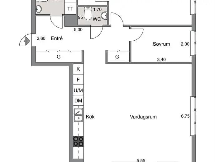 Floor plan for Trollhasselgatan 8