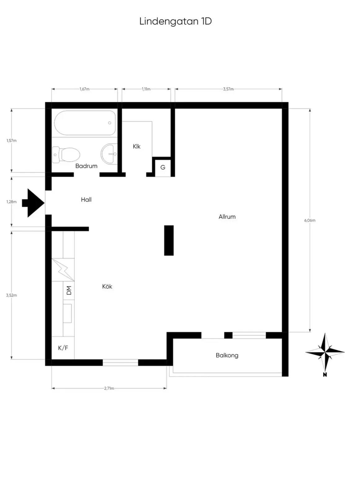 Floor plan for Lindengatan 1D
