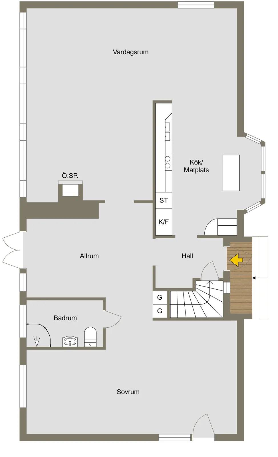 Planritning för Klintvägen 21A