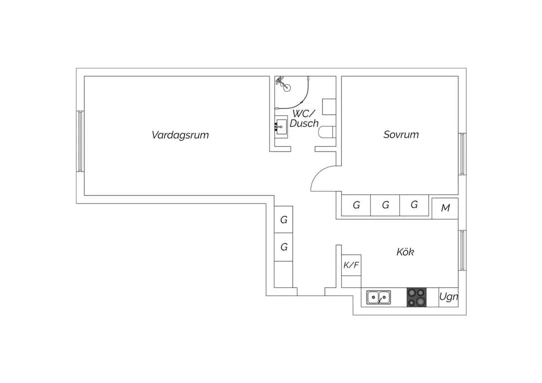 Floor plan for Badhusgatan 8B