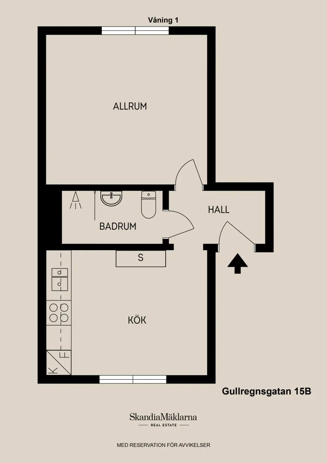 Floor plan for Gullregnsgatan 15B