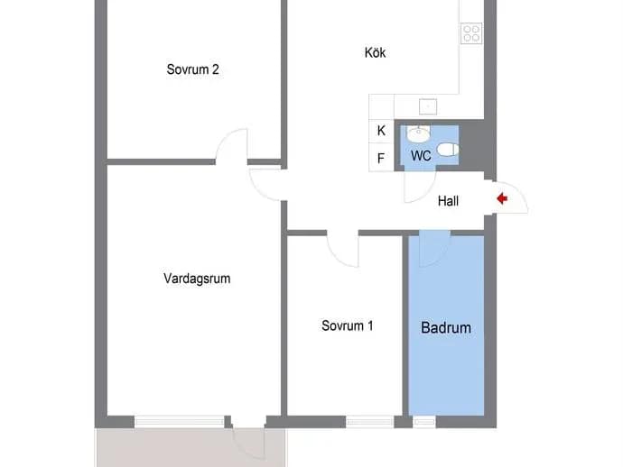 Planritning för Linvägen 11, 7 tr