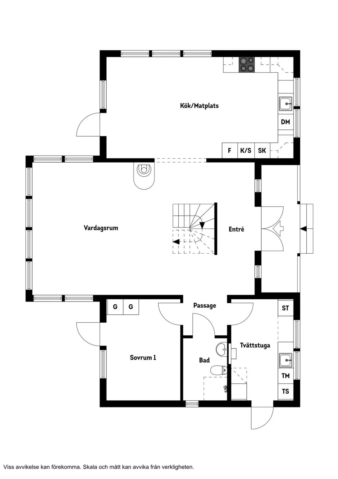 Planritning för Skarpängsvägen 1A