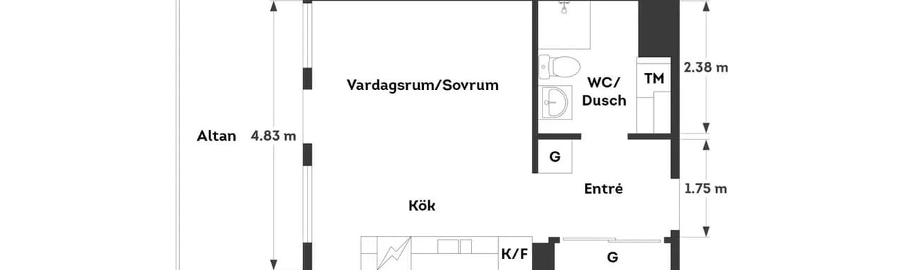 Floor plan for Långströmsgatan 38D
