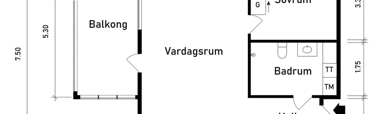 Floor plan for Norra Fjädermolnsgatan 23