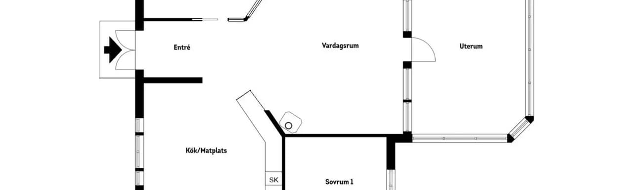 Planritning för Sliprännevägen 1