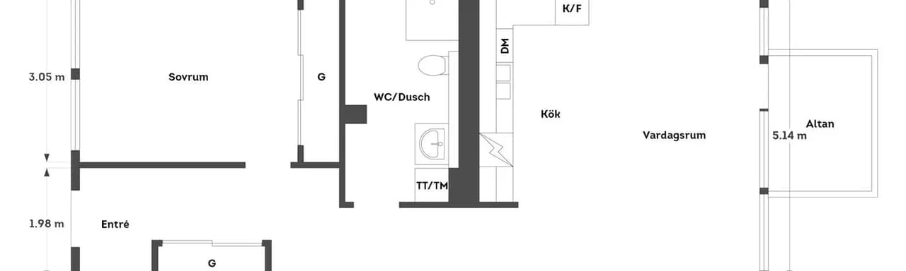 Floor plan for Övre Hallegatan 54