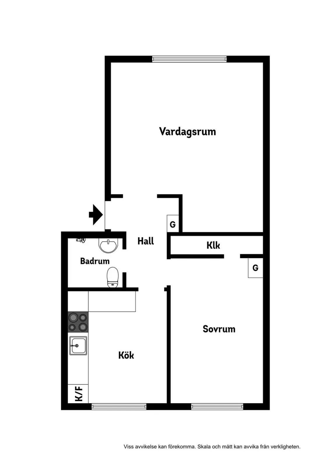 Floor plan for Riksbyggevägen 4B