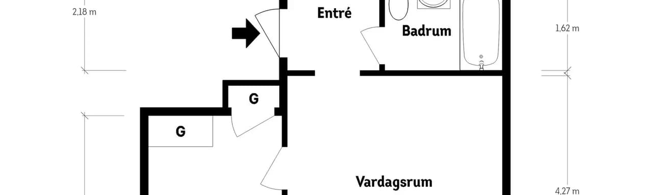 Planritning för Ulfsparregatan 9H