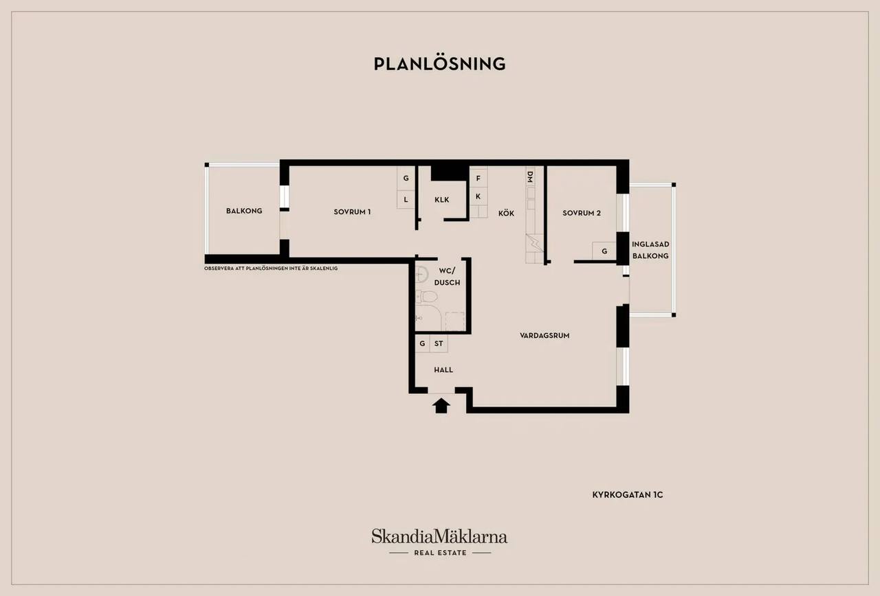 Floor plan for Kyrkogatan 1C