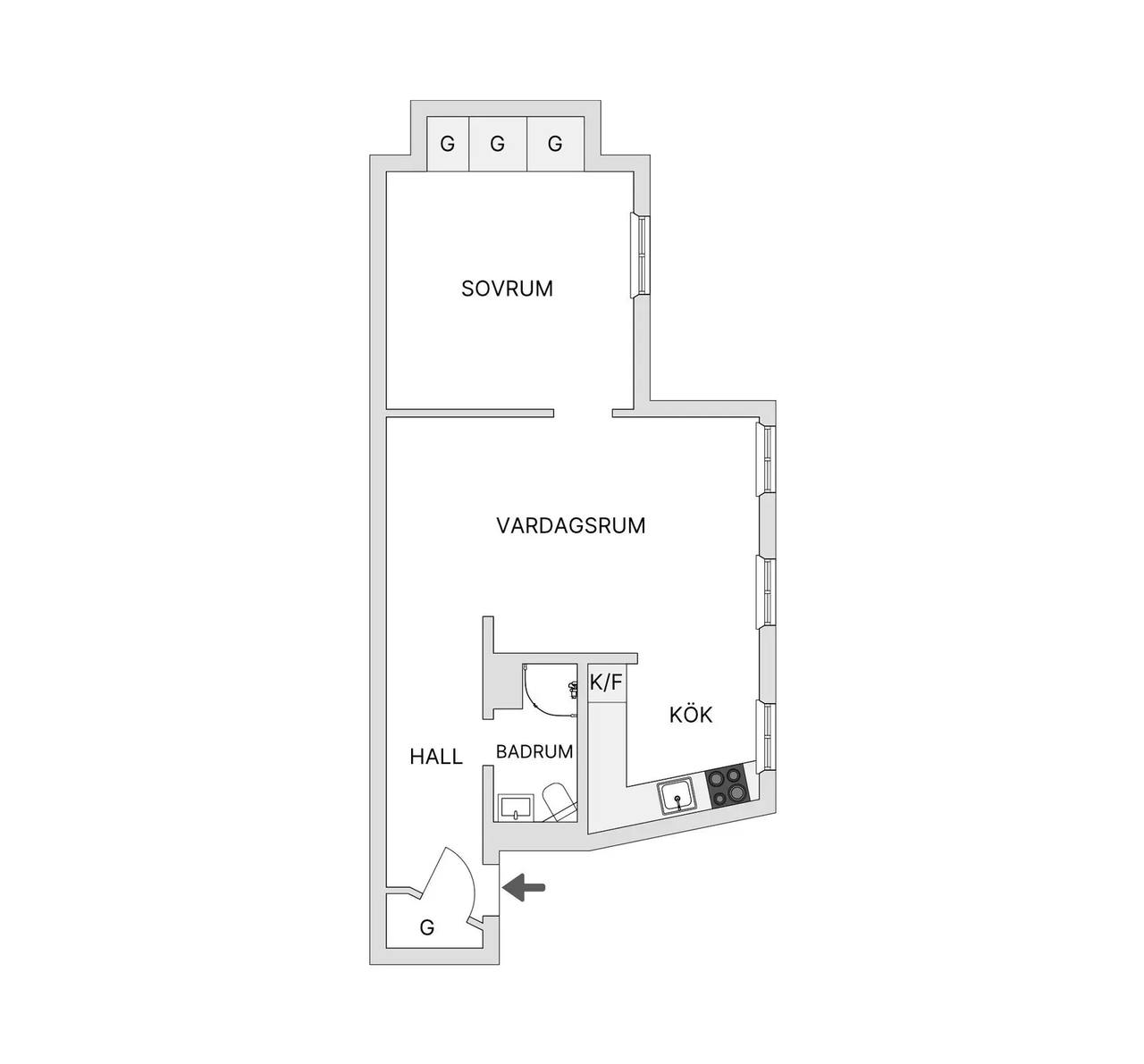 Floor plan for Dalagatan 38A