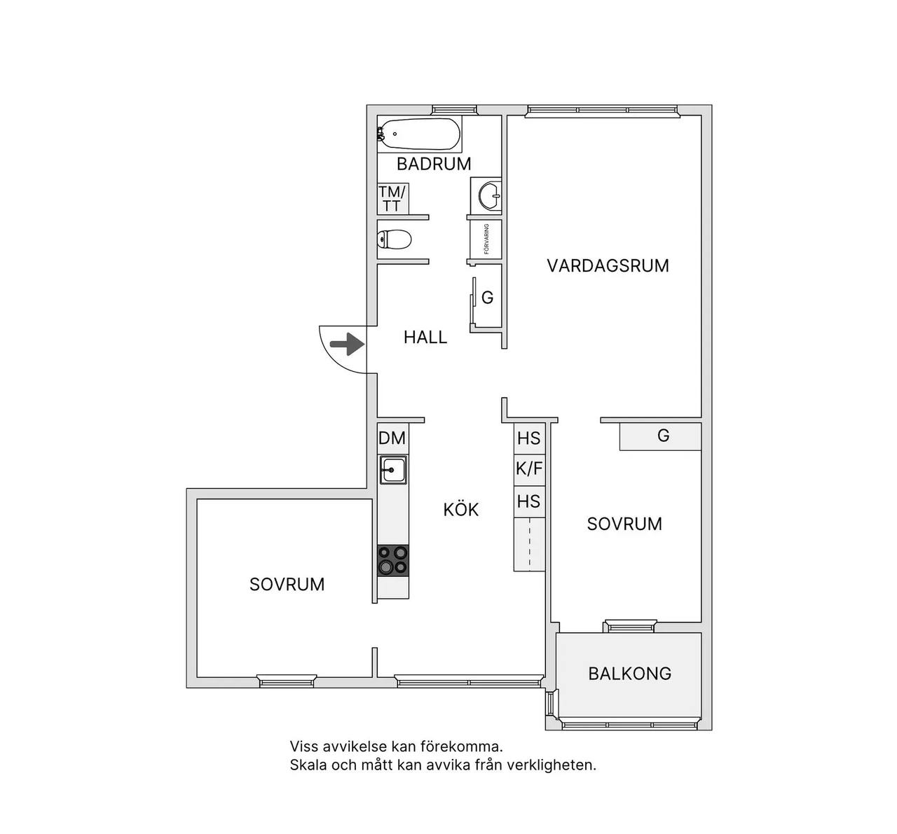 Floor plan for Sockengatan 34B