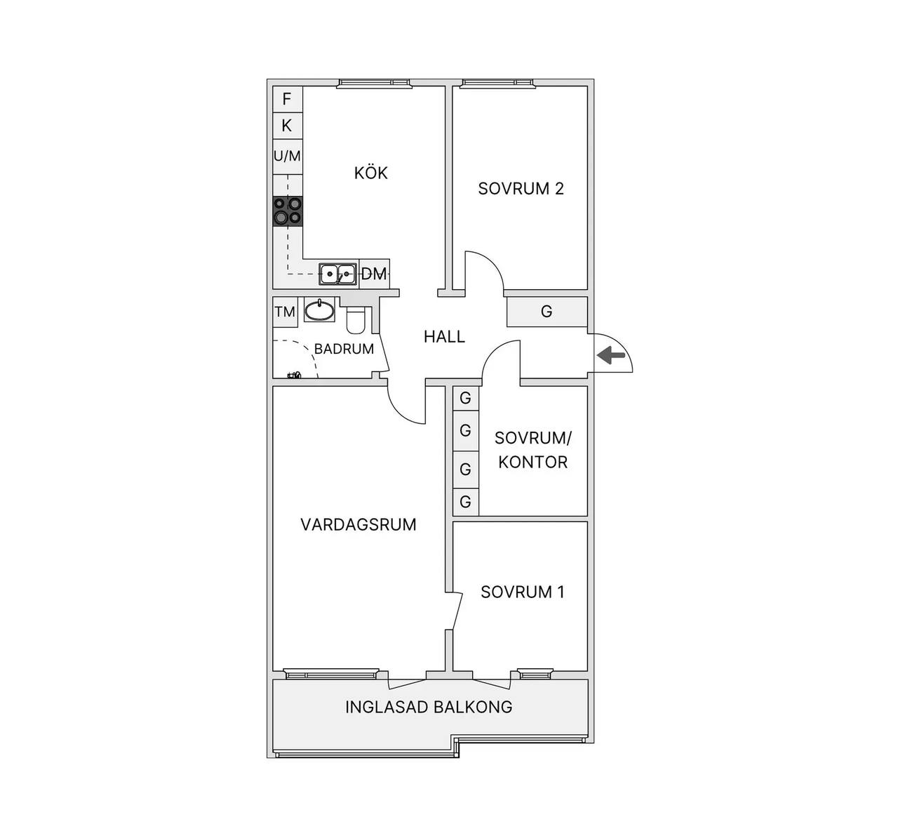 Planritning för Korstavägen 3