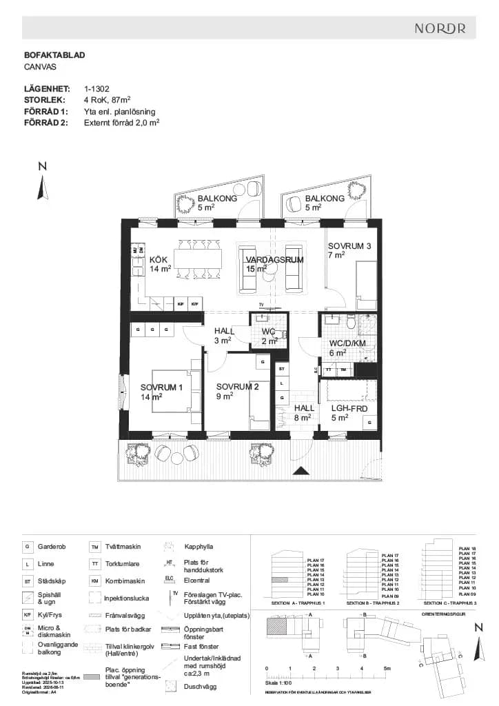 Floor plan for Bällstavägen, lgh 1-1302