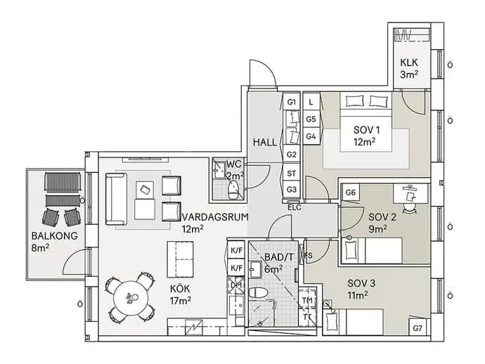 Floor plan for Celsiusgatan 5B