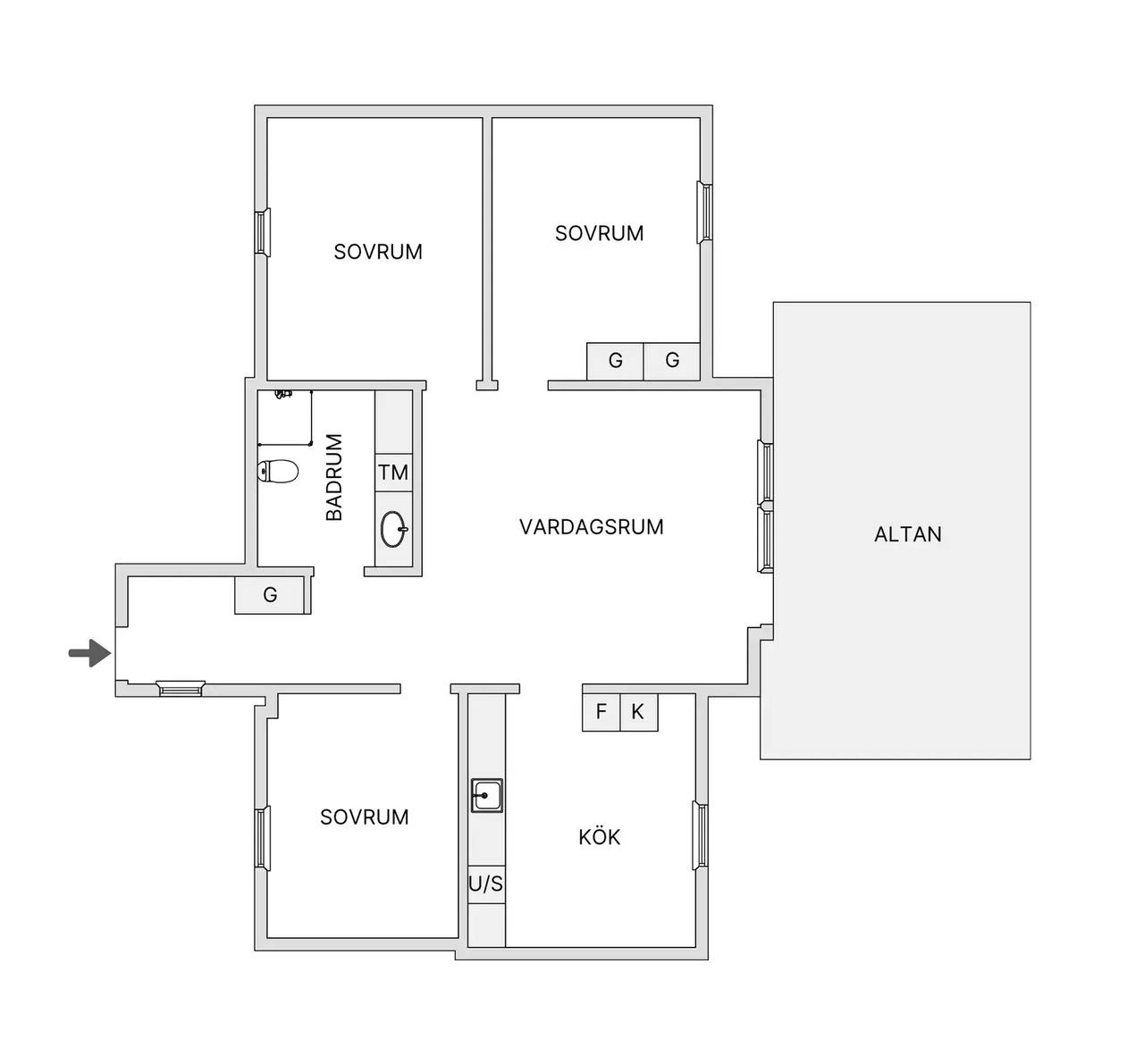 Floor plan for Skomakaregården 4A