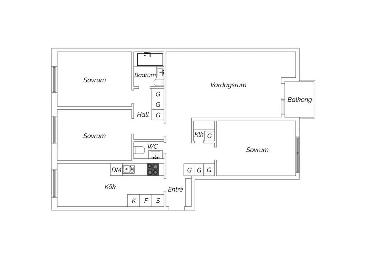 Floor plan for Blidvädersvägen 6D
