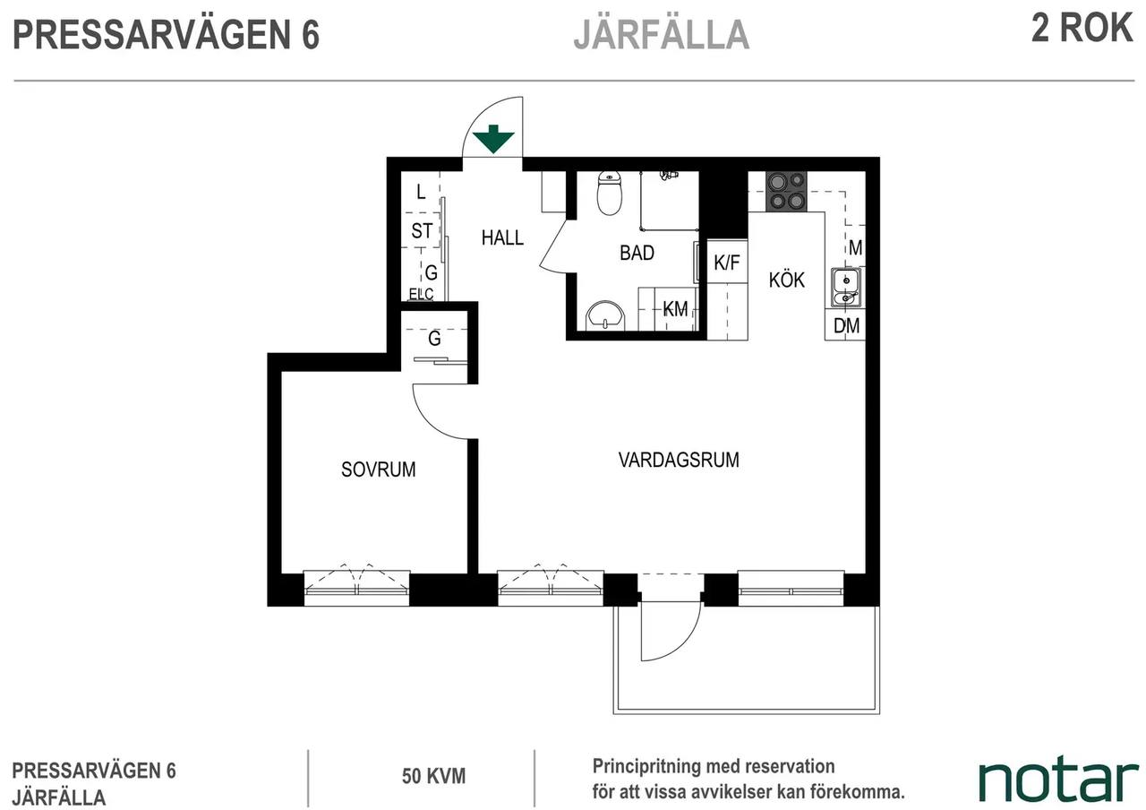 Planritning för Pressarvägen 6