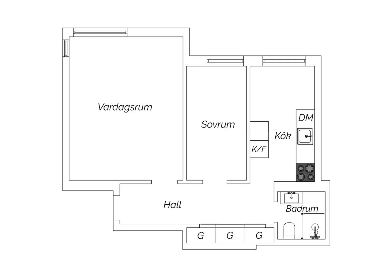Planritning för Roslins väg 12B