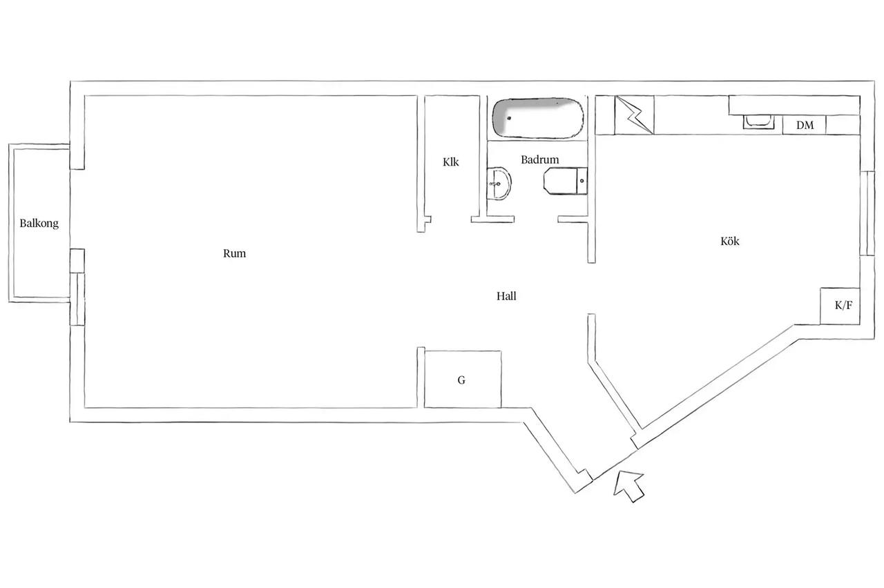 Floor plan for Fjällgatan 9U