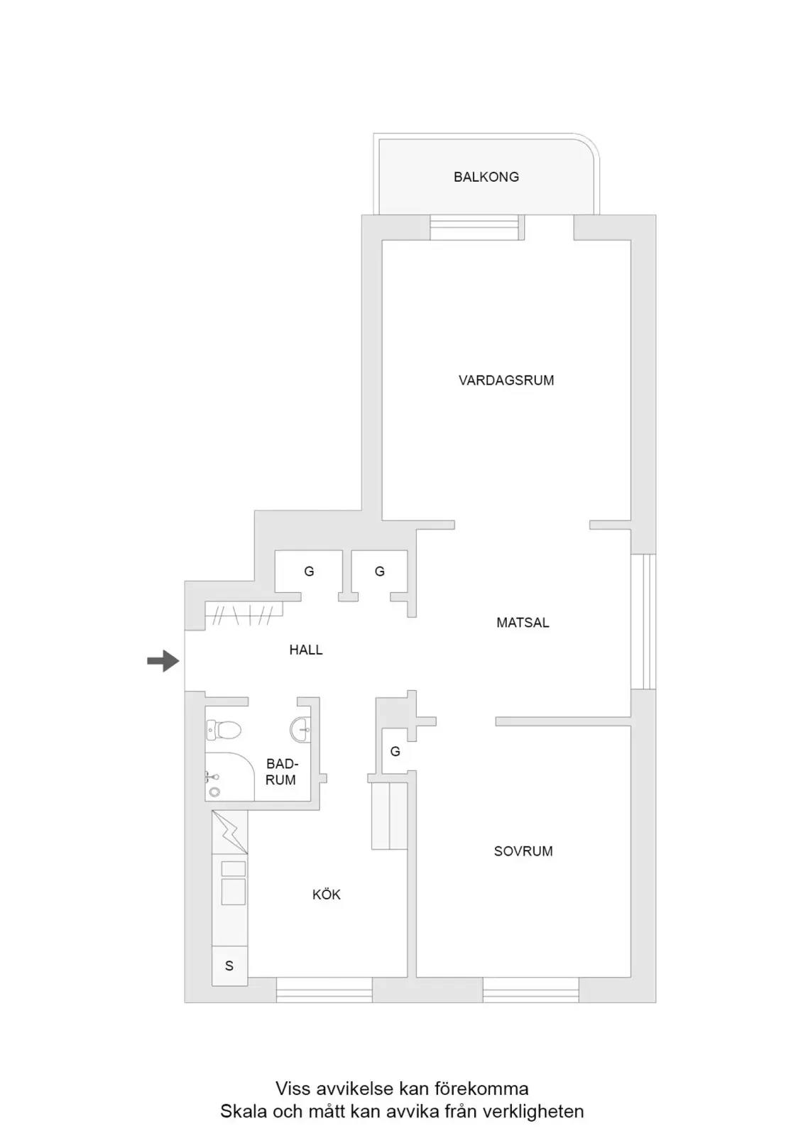 Floor plan for Brahegatan 8B