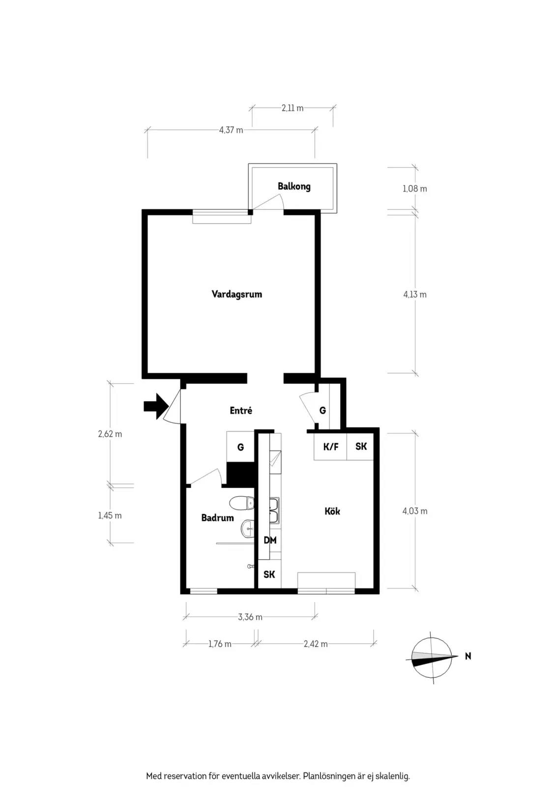 Floor plan for Wingårdsgatan 11C