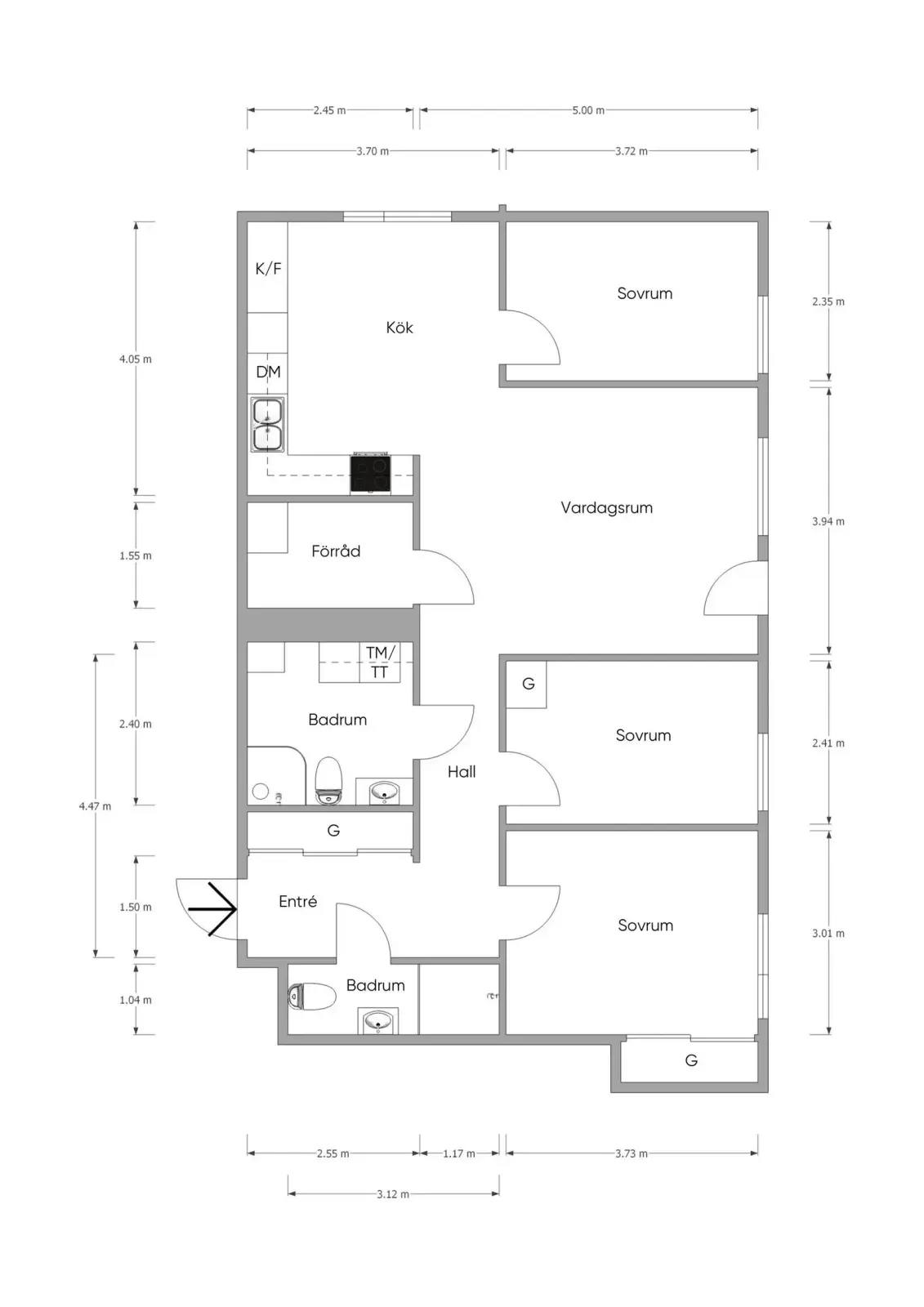 Planritning för Övre Villagatan 48