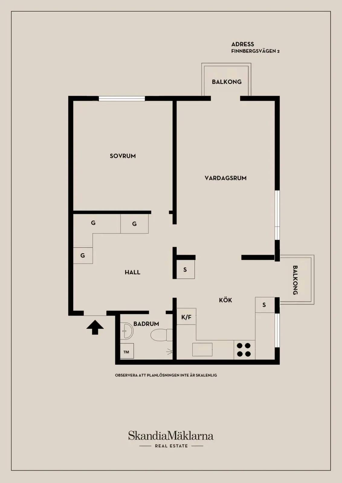 Planritning för Finnbergsvägen 2