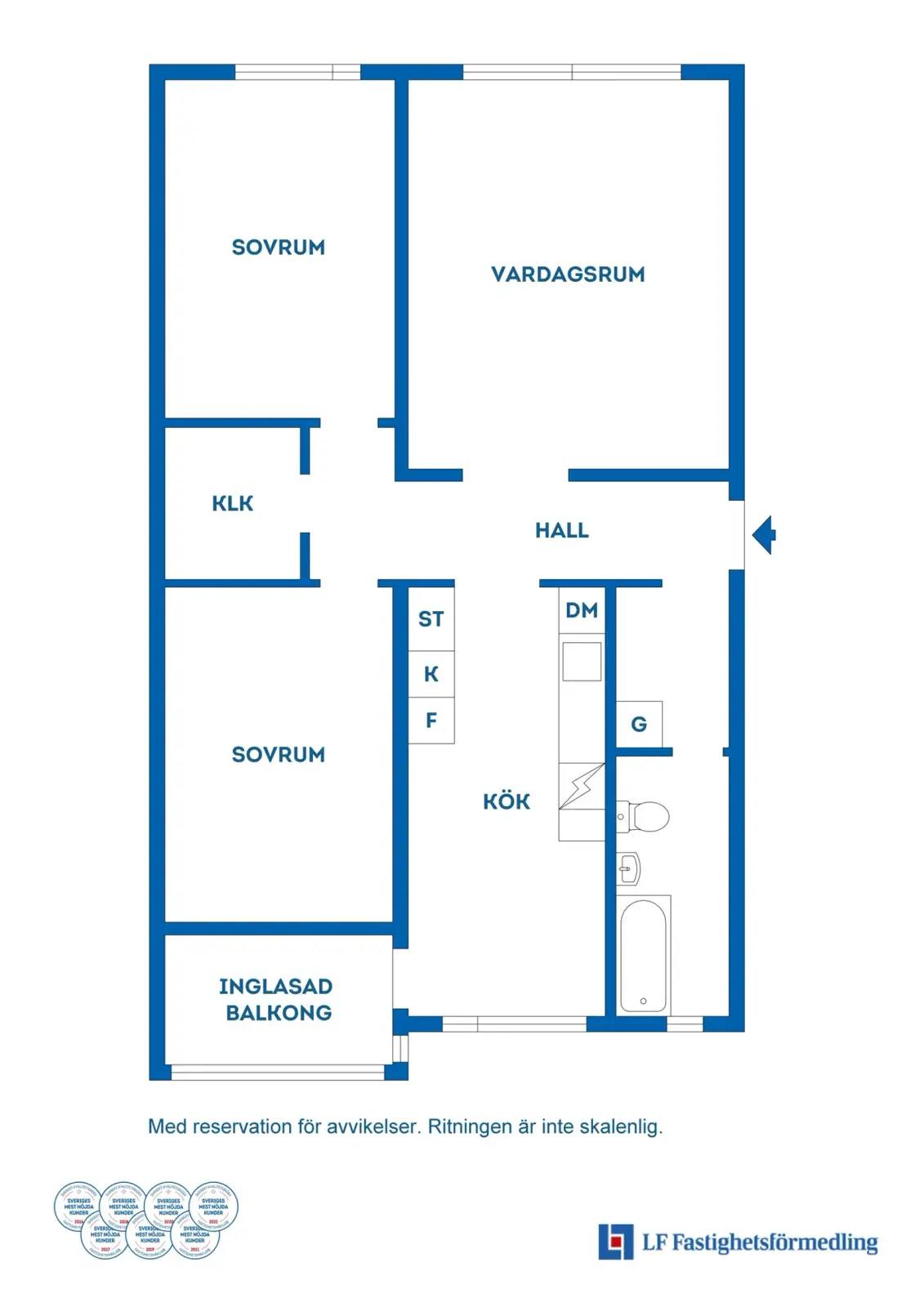 Floor plan for Lasarettsgatan 45C