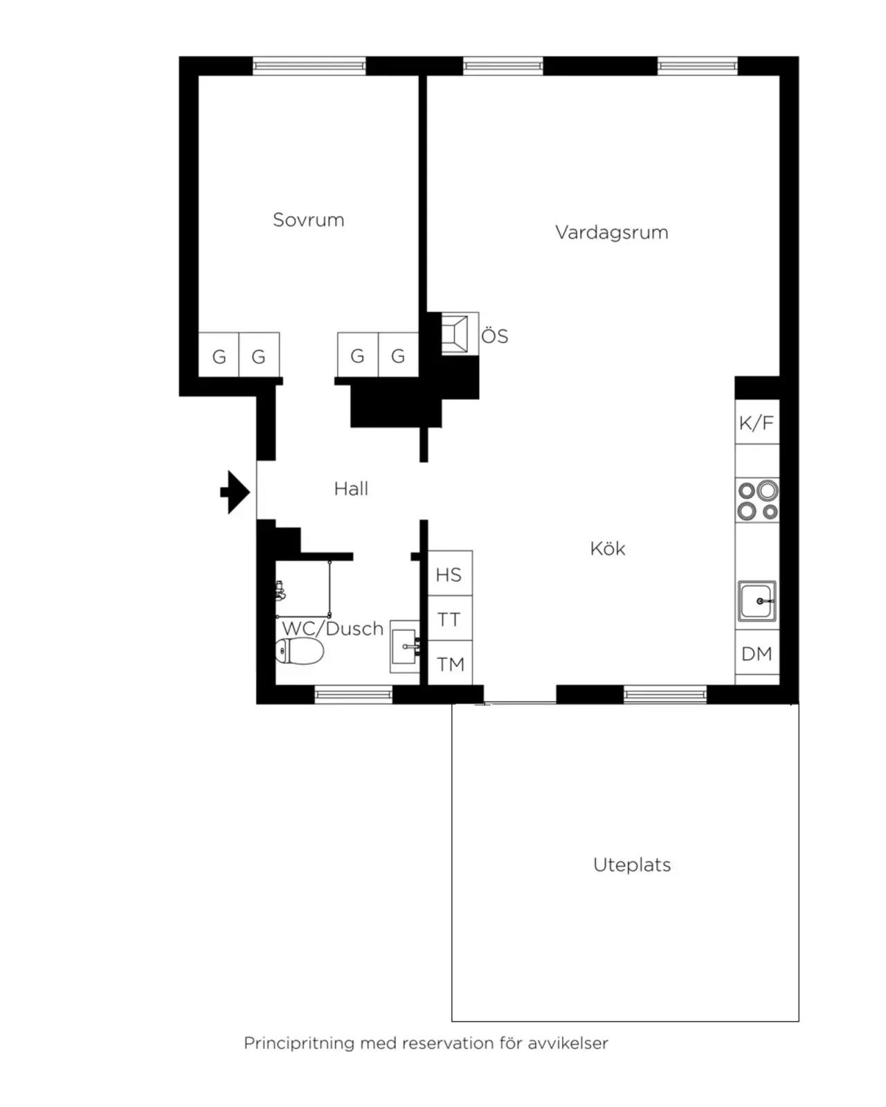 Floor plan for Brahegatan 23A