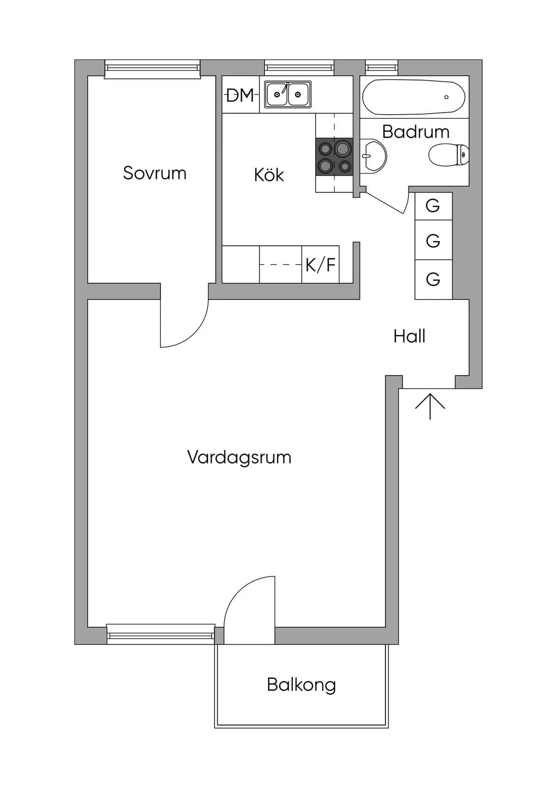 Planritning för Odelbergsvägen 22A