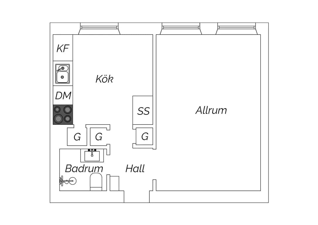 Planritning för Kattgränd 8