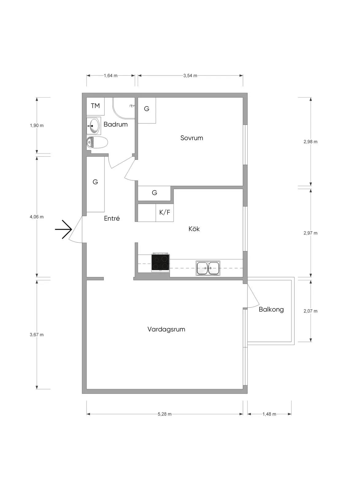 Planritning för Törnrosavägen 3