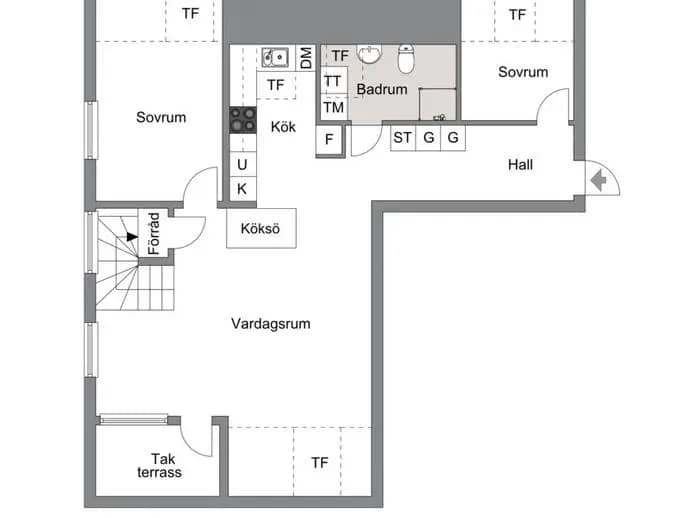 Floor plan for Trädgårdsmästeriets väg 3E