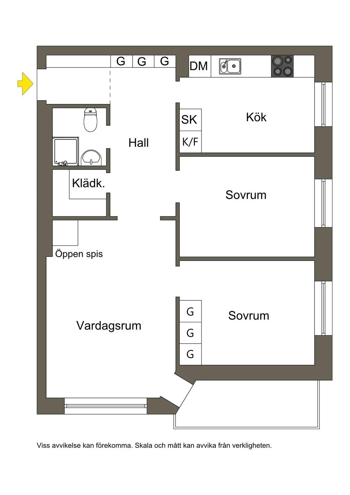 Planritning för Bokbindarvägen 53, vån 3 av 5