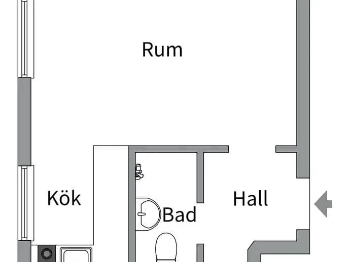 Planritning för Väderkvarnsgatan 8B
