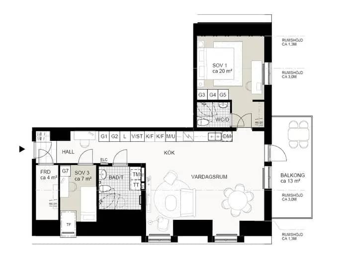 Floor plan for Blåbärsgatan