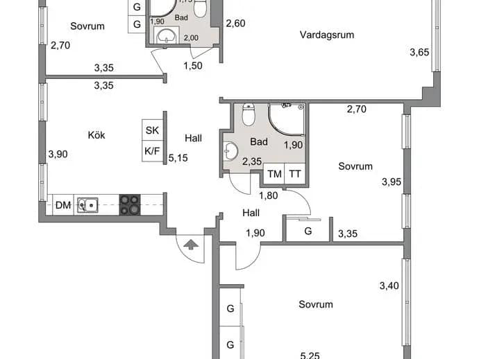 Floor plan for Elfhögsgatan 13B