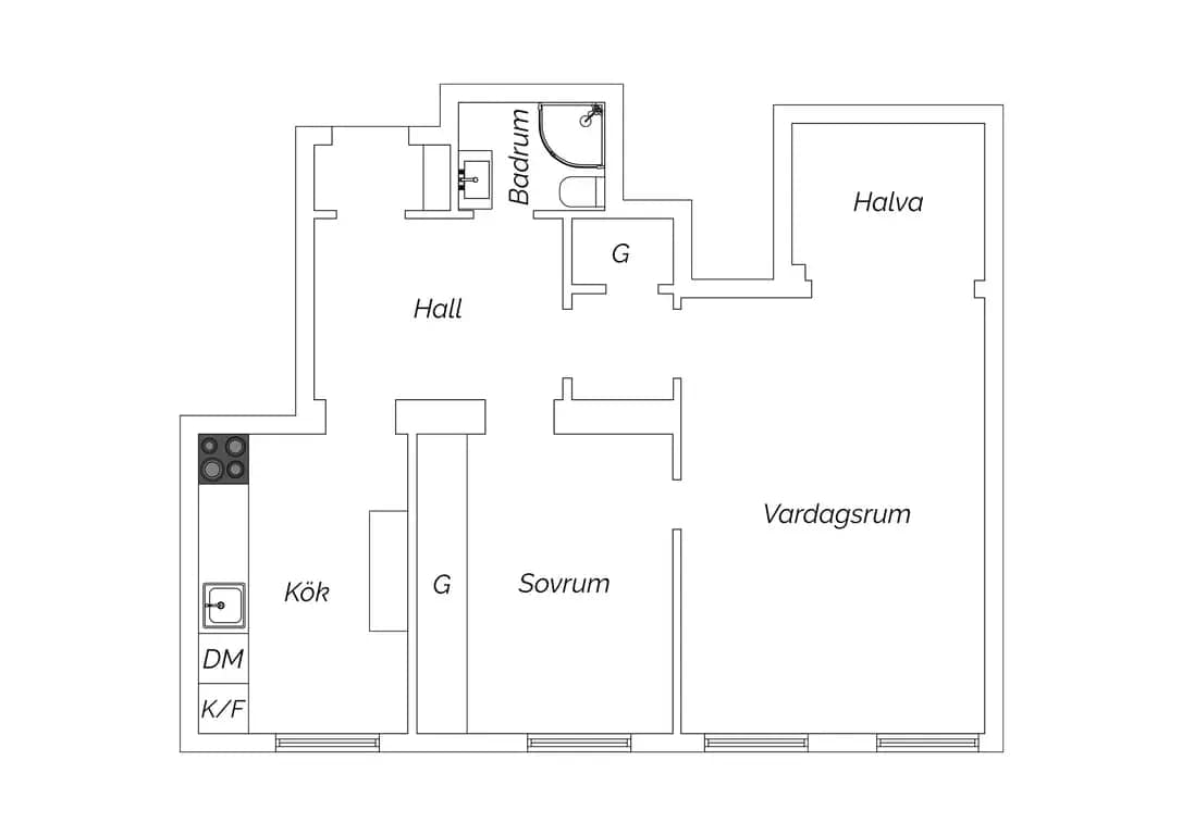 Floor plan for Mäster Henriksgatan 6