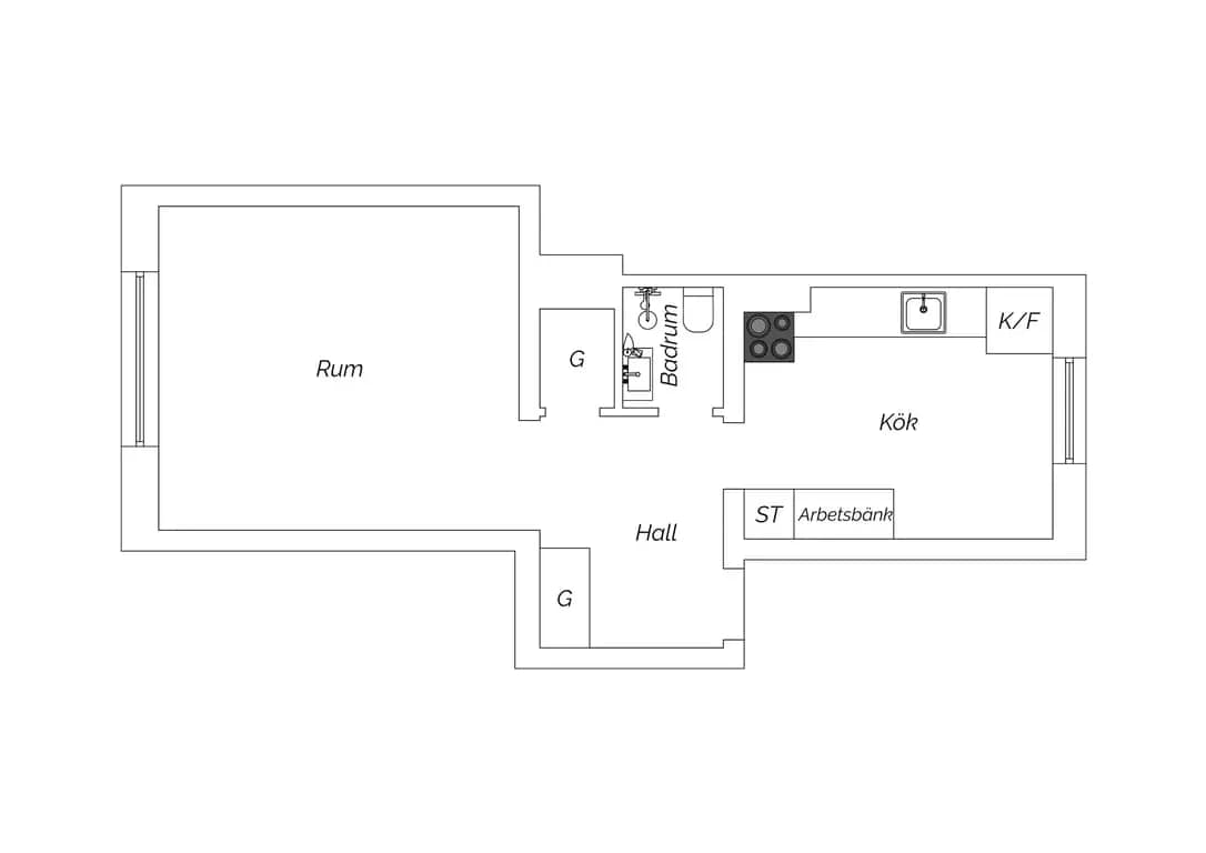 Floor plan for Mäster Henriksgatan 1E