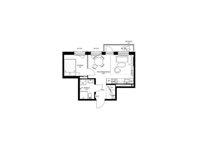 Planritning för Hugingatan 38