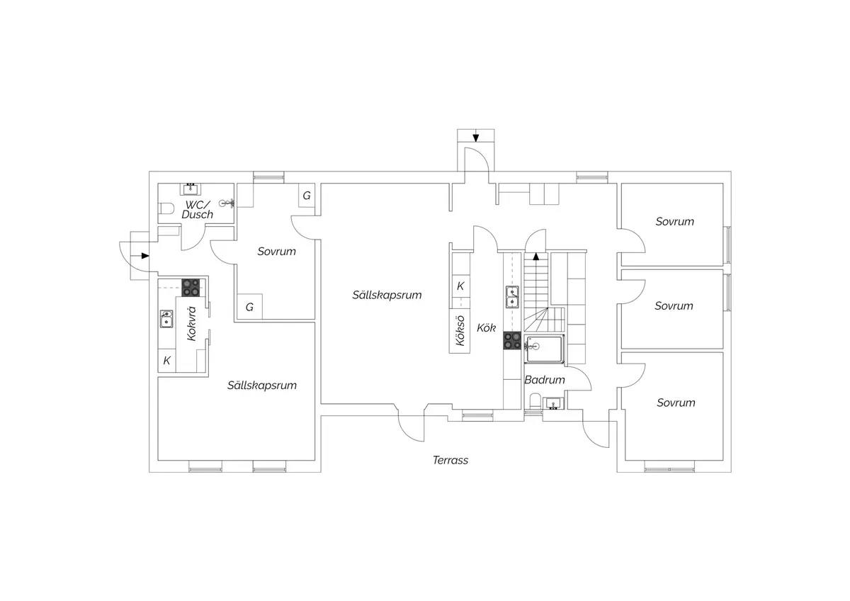Planritning för Kanikevägen 15B