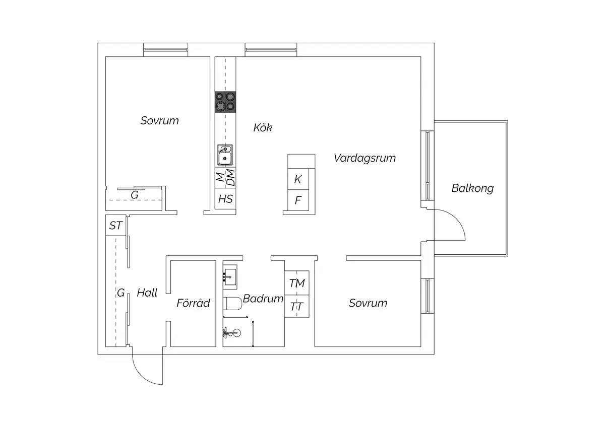 Floor plan for Lönnebergagatan 65