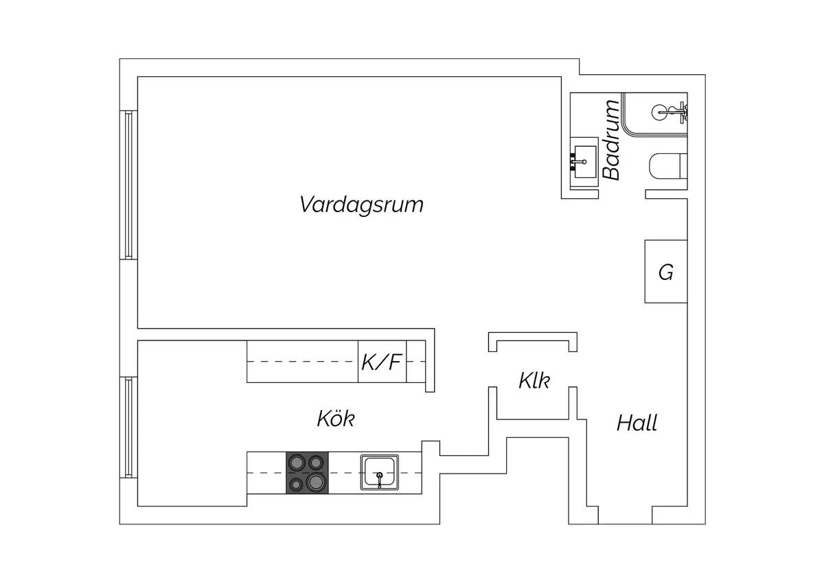 Floor plan for Kruthusbacken 80 A